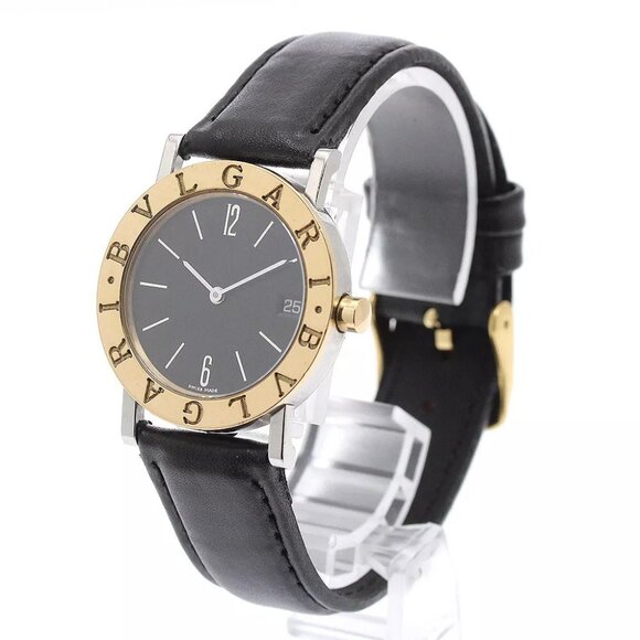 BVLGARI BVLGARIBVLGARI BB30SGLD YG bezel Black Dial Quartz Boy's Watch